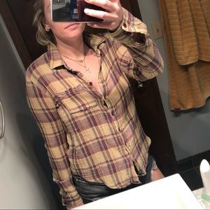 Free People Large plaid shirt